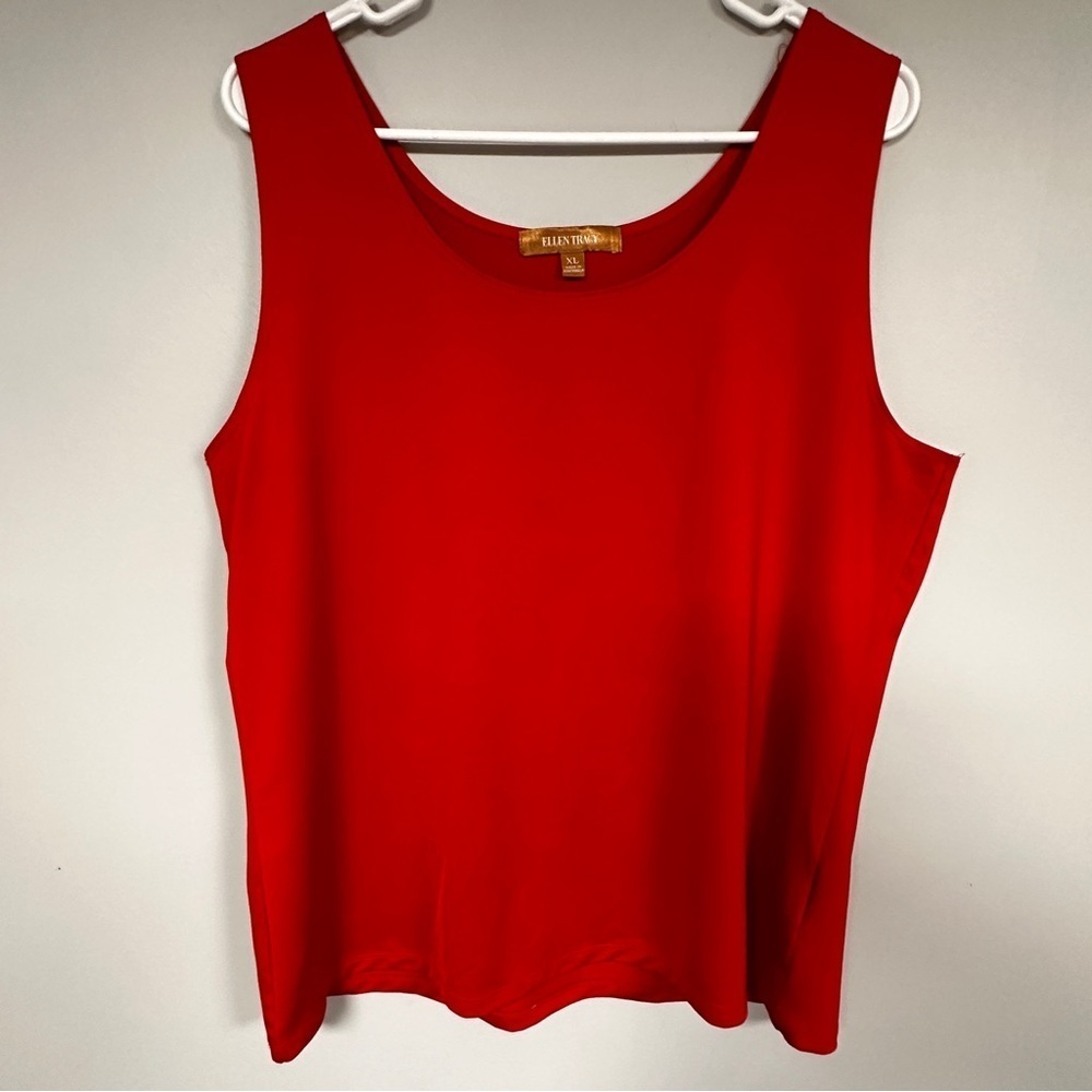 ELLEN TRACY SLEEVELESS TANK TOP SUPER STRETCHY DARK ORANGE SIZE XL